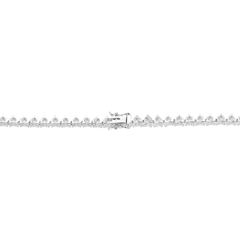 Heart-Shaped White Lab-Created Sapphire Alternating Tennis Necklace in Sterling Silver|Peoples Jewellers