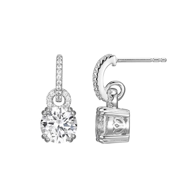 8.0mm White Lab-Created Sapphire Doorknocker Drop Earrings in Sterling Silver