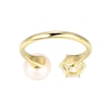 Freshwater Cultured Pearl and White Lab-Created Sapphire Toi et Moi Open Ring in Sterling Silver with 18K Gold Plate