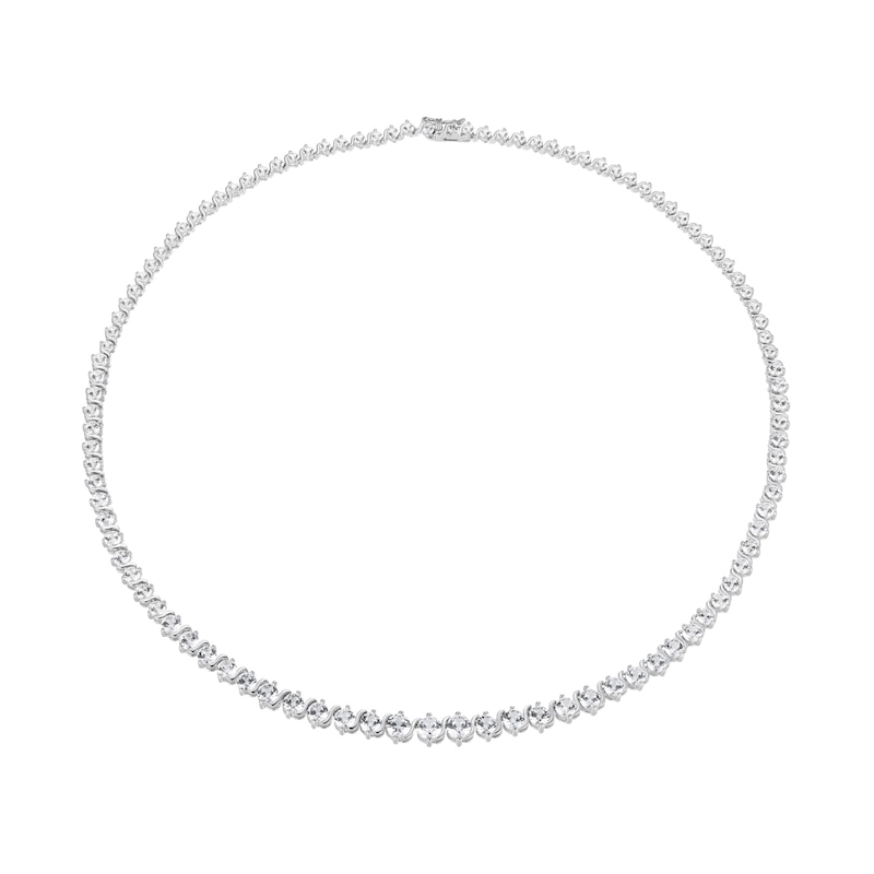 White Lab-Created Sapphire Graduated Tennis Necklace in Sterling Silver|Peoples Jewellers