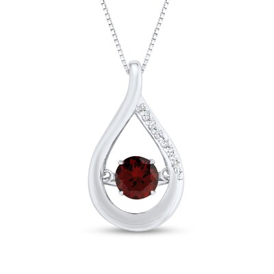 Unstoppable Love™ 4.5mm Garnet and White Lab-Created Sapphire Teardrop Pendant in Sterling Silver