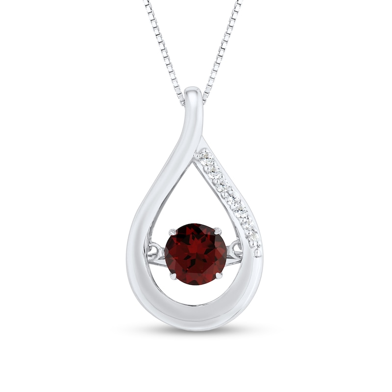 Unstoppable Love™ 4.5mm Garnet and White Lab-Created Sapphire Teardrop Pendant in Sterling Silver|Peoples Jewellers