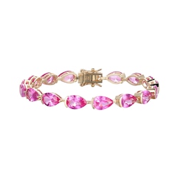 Pear-Shaped Pink Lab-Created Sapphire Tennis Bracelet in 10K Gold - 7.25&quot;