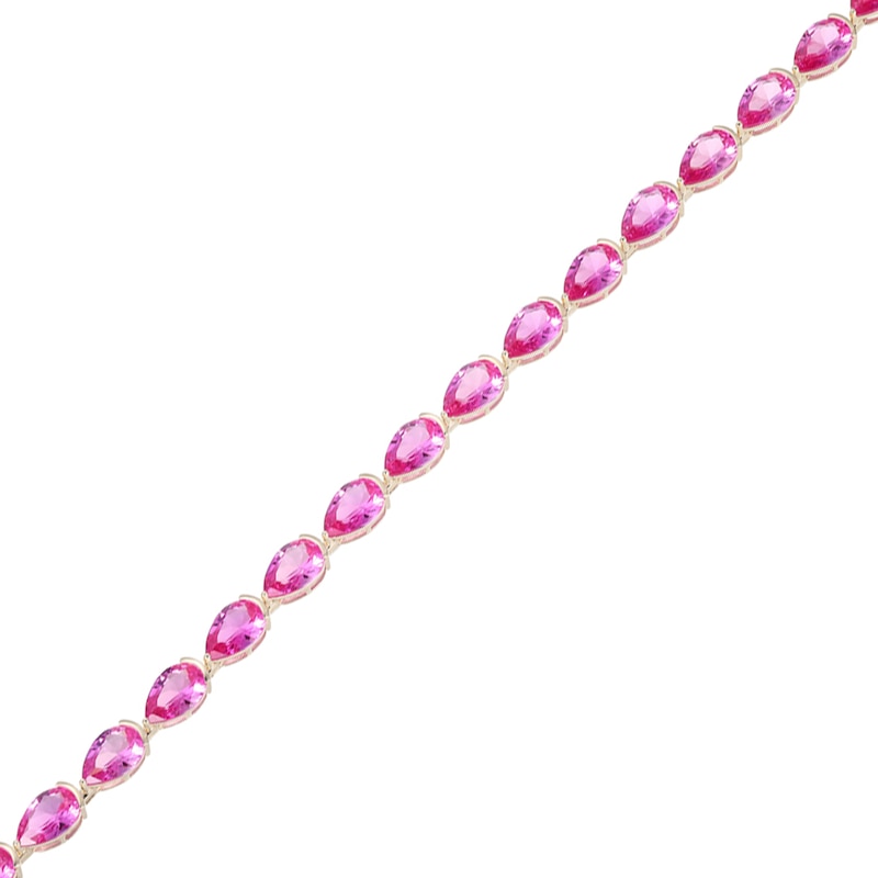 Pear-Shaped Pink Lab-Created Sapphire Tennis Bracelet in 10K Gold - 7.25"|Peoples Jewellers