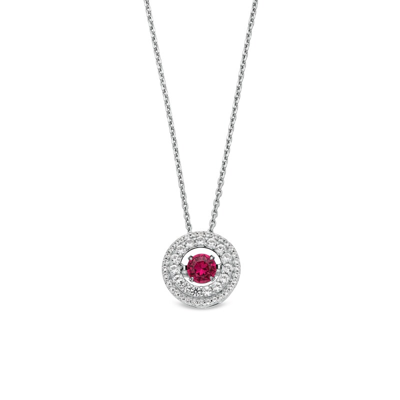 Main Image 1 of Unstoppable Love™ 4.5mm Lab-Created Ruby and White Lab-Created Sapphire Double Open Frame Pendant in Sterling Silver