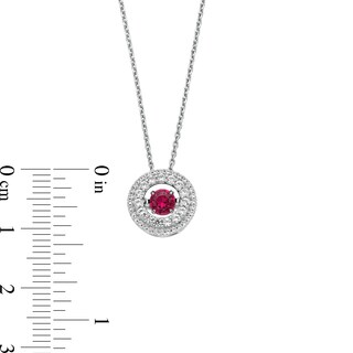 Unstoppable Love™ 4.5mm Lab-Created Ruby and White Lab-Created Sapphire Double Open Frame Pendant in Sterling Silver