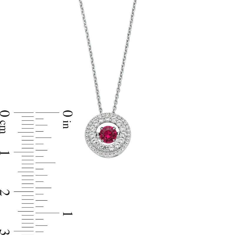 Main Image 3 of Unstoppable Love™ 4.5mm Lab-Created Ruby and White Lab-Created Sapphire Double Open Frame Pendant in Sterling Silver