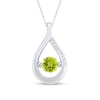Thumbnail Image 0 of Unstoppable Love™ 4.5mm Peridot and White Lab-Created Sapphire Teardrop Pendant in Sterling Silver