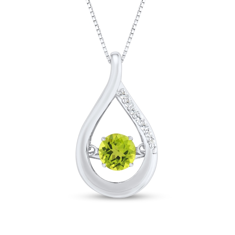 Unstoppable Love™ 4.5mm Peridot and White Lab-Created Sapphire Teardrop Pendant in Sterling Silver|Peoples Jewellers