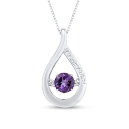 Unstoppable Love™ 4.5mm Amethyst and White Lab-Created Sapphire Teardrop Pendant in Sterling Silver