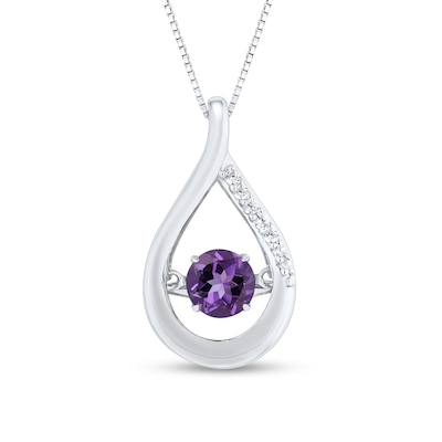 Unstoppable Love™ 4.5mm Amethyst and White Lab-Created Sapphire Teardrop Pendant in Sterling Silver