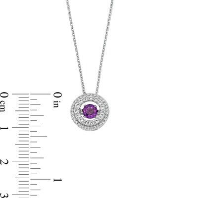 Unstoppable Love™ 4.5mm Amethyst and White Lab-Created Sapphire Double Open Frame Pendant in Sterling Silver