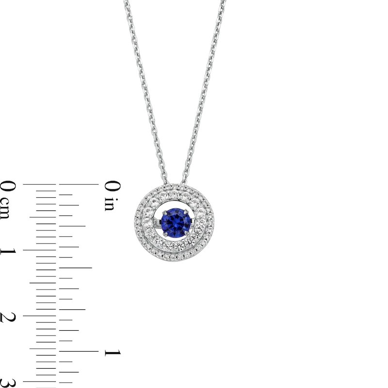 Unstoppable Love™ 4.5mm Blue and White Lab-Created Sapphire Double Open Frame Pendant in Sterling Silver