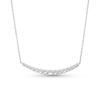 Thumbnail Image 0 of White Lab-Created Sapphire Graduated Curved Bar Necklace in Sterling Silver