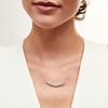 Thumbnail Image 1 of White Lab-Created Sapphire Graduated Curved Bar Necklace in Sterling Silver