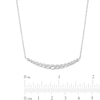 White Lab-Created Sapphire Graduated Curved Bar Necklace in Sterling Silver