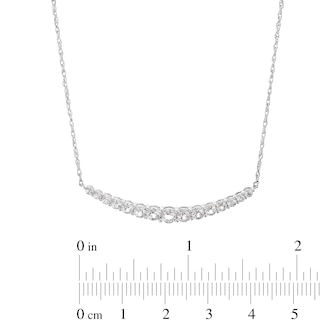 White Lab-Created Sapphire Graduated Curved Bar Necklace in Sterling Silver