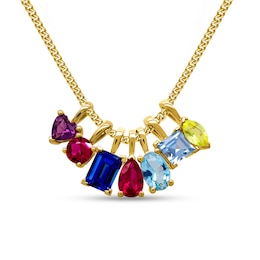 Multi-Shaped Birthstone Charm Necklace (1-7 Stones)