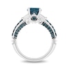 Enchanted Disney Cinderella Oval London Blue Topaz and 0.115 CT. T.W. Diamond Collar Engagement Ring in 14K White Gold