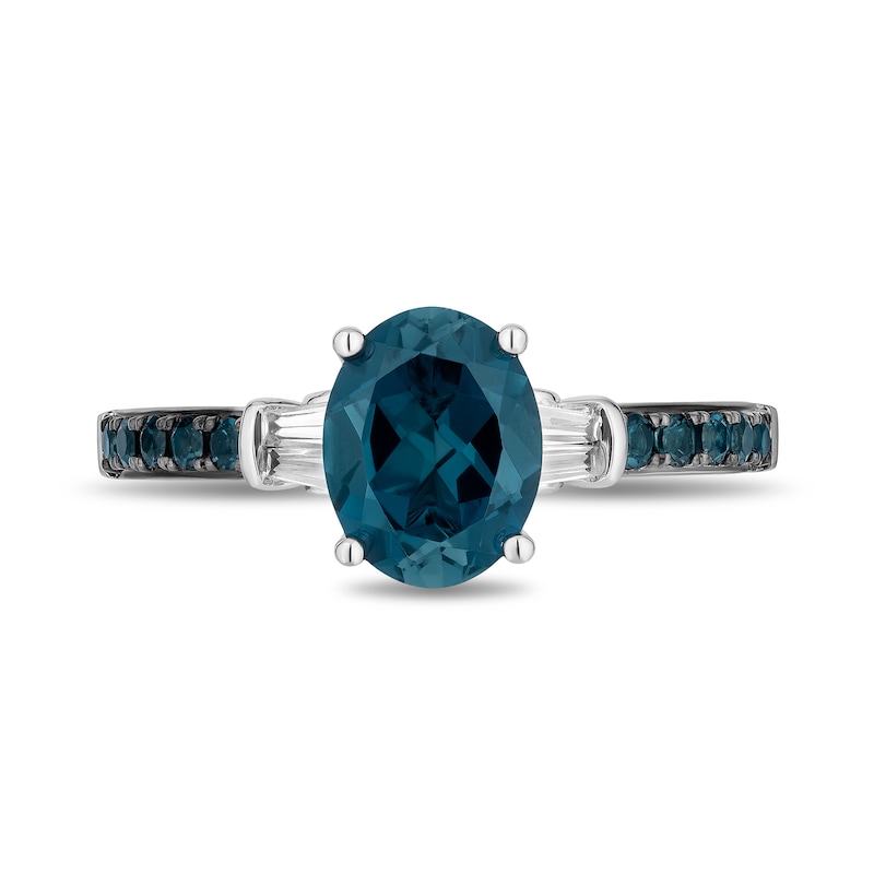Enchanted Disney Cinderella Oval London Blue Topaz and 0.115 CT. T.W. Diamond Collar Engagement Ring in 14K White Gold|Peoples Jewellers