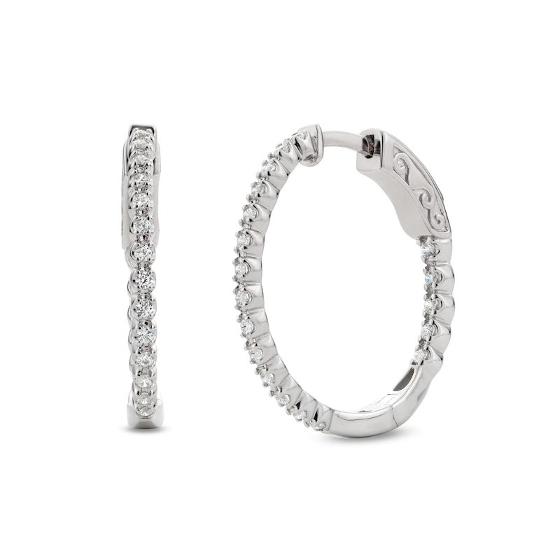 0.50 CT. T.W. Certified Lab-Created Diamond Inside-Out Hoop Earrings in Sterling Silver (I/SI2)|Peoples Jewellers