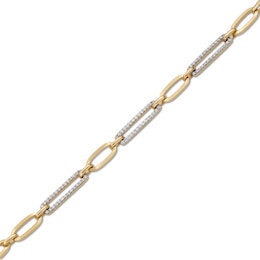 0.45 CT. T.W. Diamond Paper Clip Chain Bracelet in 14K Gold - 7.5&quot;