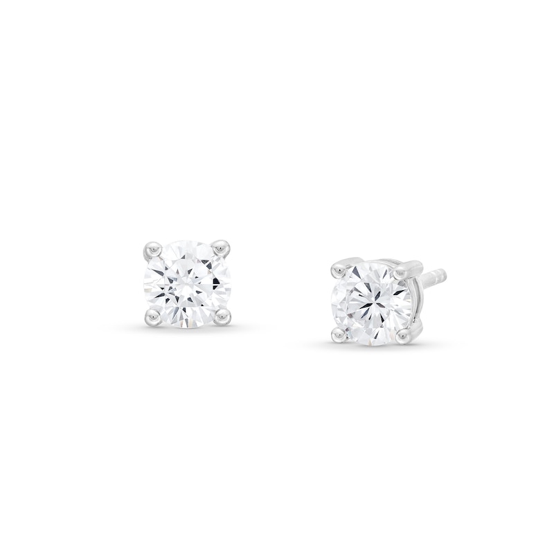CT. T.W. Certified Lab-Created Diamond Solitaire Stud Earrings in Sterling Silver (I/SI2)|Peoples Jewellers
