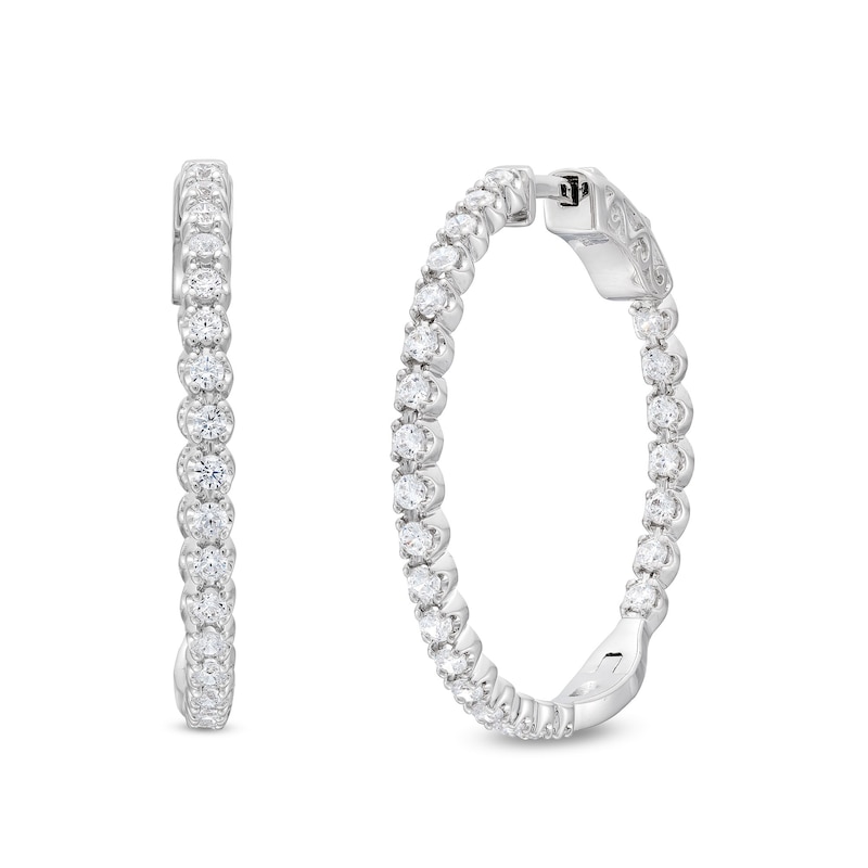 1.00 CT. T.W. Certified Lab-Created Diamond Bubbles Inside-Out Hoop Earrings in Sterling Silver (I/SI2)|Peoples Jewellers