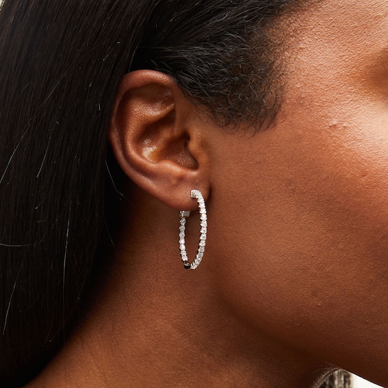 1.00 CT. T.W. Certified Lab-Created Diamond Bubbles Inside-Out Hoop Earrings in Sterling Silver (I/SI2)