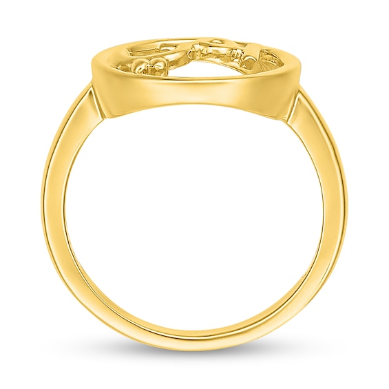 Arabic "My Mother" Open Circle Ring in 10K Gold - Size 7