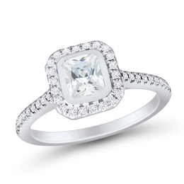 1.23 CT. T.W. Emerald-Cut Diamond Octagon Frame Engagement Ring in 14K White Gold