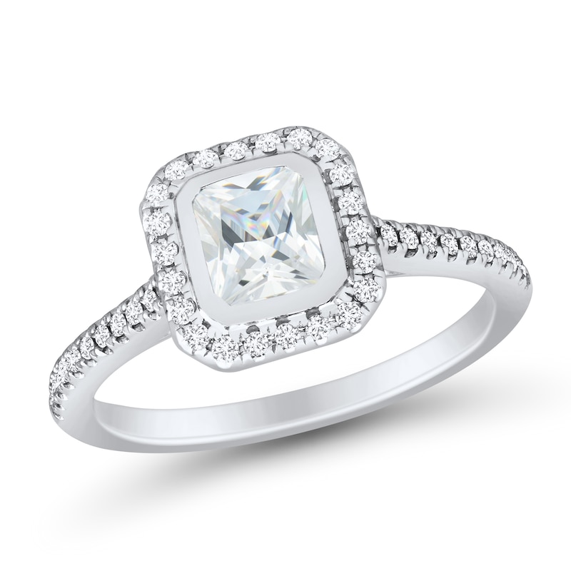 1.23 CT. T.W. Emerald-Cut Diamond Octagon Frame Engagement Ring in 14K White Gold|Peoples Jewellers