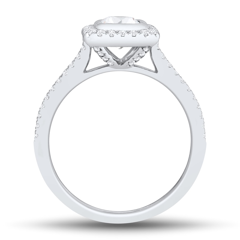 1.23 CT. T.W. Emerald-Cut Diamond Octagon Frame Engagement Ring in 14K White Gold|Peoples Jewellers