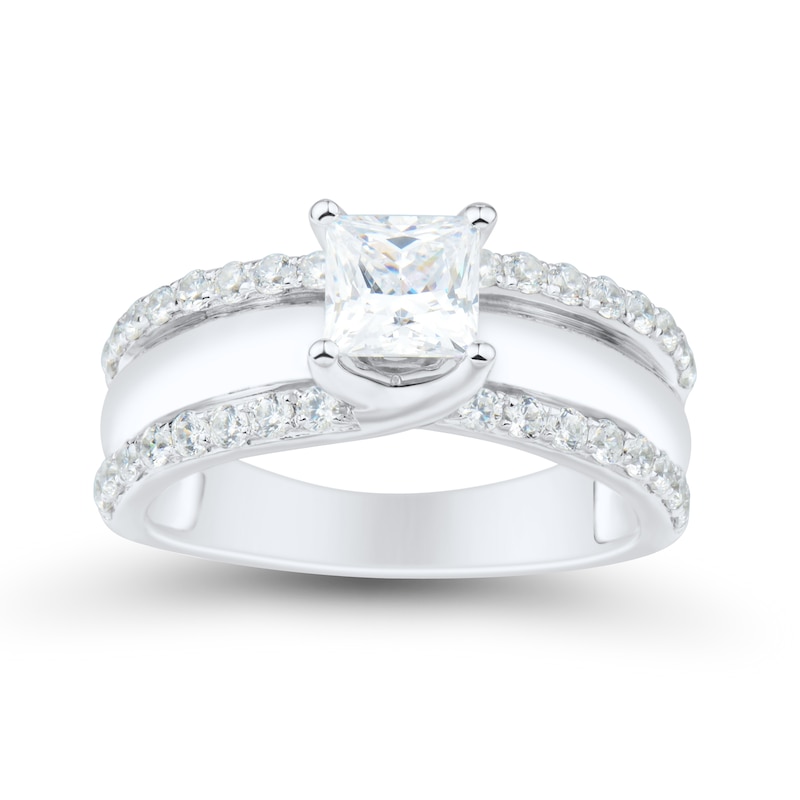 1.45 CT. T.W. Princess-Cut Diamond Border Engagement Ring in 14K White Gold