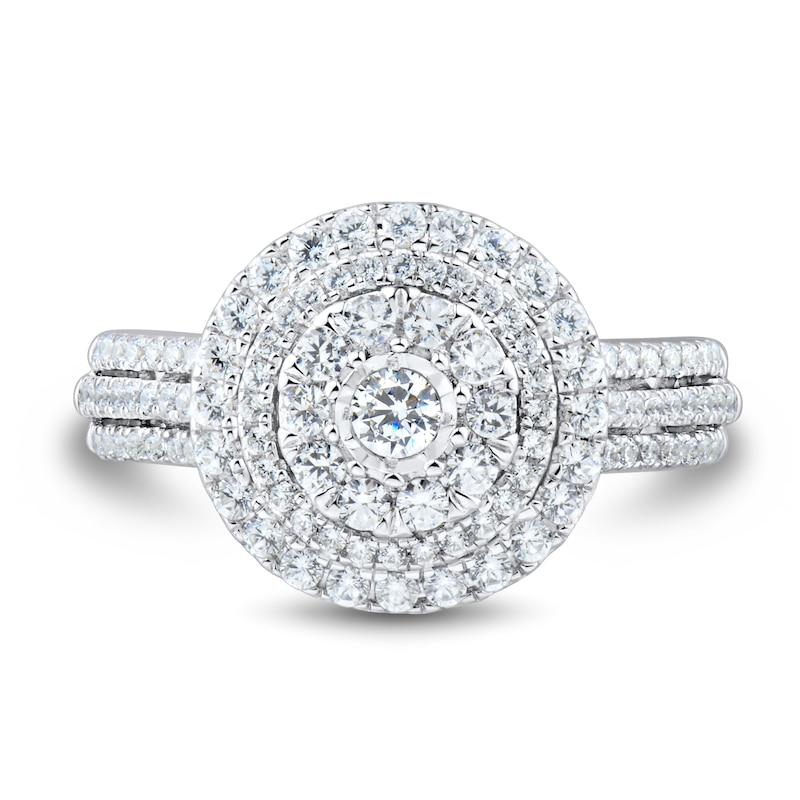 0.95 CT. T.W. Diamond Triple Frame Multi-Row Engagement Ring in 10K White Gold|Peoples Jewellers