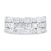 0.45 CT. T.W. Baguette and Round Diamond Alternating Triple Row Anniversary Band in 10K White Gold