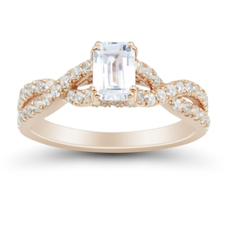 1.23 CT. T.W. Emerald-Cut Diamond Twist Shank Engagement Ring in 14K Rose Gold