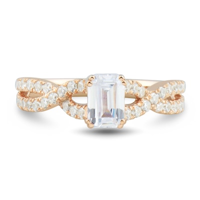 1.23 CT. T.W. Emerald-Cut Diamond Twist Shank Engagement Ring in 14K Rose Gold