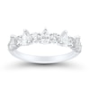 Thumbnail Image 1 of 0.69 CT. T.W. Pear-Shaped and Round Diamond Alternating Anniversary Band in 14K White Gold