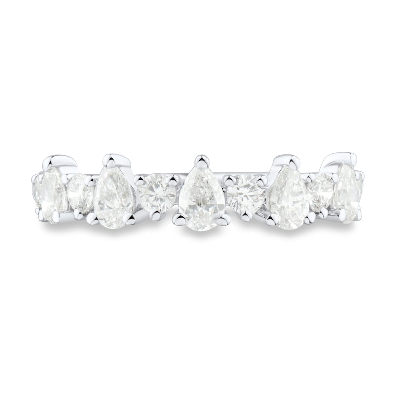 0.69 CT. T.W. Pear-Shaped and Round Diamond Alternating Anniversary Band in 14K White Gold|Peoples Jewellers