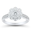 1.00 CT. T.W. Diamond Double Flower Frame Engagement Ring in 14K White Gold