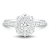 Thumbnail Image 2 of 1.00 CT. T.W. Diamond Double Flower Frame Engagement Ring in 14K White Gold