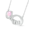 5.0mm Heart-Shaped Lab-Created Sapphire "MOM" Infinity Necklace in Sterling Silver