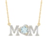 5.0mm Heart-Shaped Aquamarine and 0.10 CT. T.W. Diamond "MOM" Necklace in 10K Gold