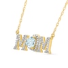 5.0mm Heart-Shaped Aquamarine and 0.10 CT. T.W. Diamond "MOM" Necklace in 10K Gold