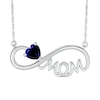 Thumbnail Image 1 of 5.0mm Heart-Shaped Blue Lab-Created Sapphire &quot;MOM&quot; Infinity Necklace in Sterling Silver