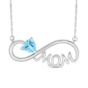 Thumbnail Image 0 of 5.0mm Heart-Shaped Swiss Blue Topaz "MOM" Infinity Necklace in Sterling Silver