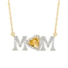 5.0mm Heart-Shaped Citrine and 0.10 CT. T.W. Diamond "MOM" Necklace in 10K Gold