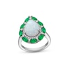 Pear-Shaped Lab-Created Opal, Lab-Created Emerald and White Lab-Created Sapphire Double Frame Ring in Sterling Silver