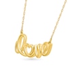 Lowercase Cursive "love" with Heart Necklace in 10K Gold